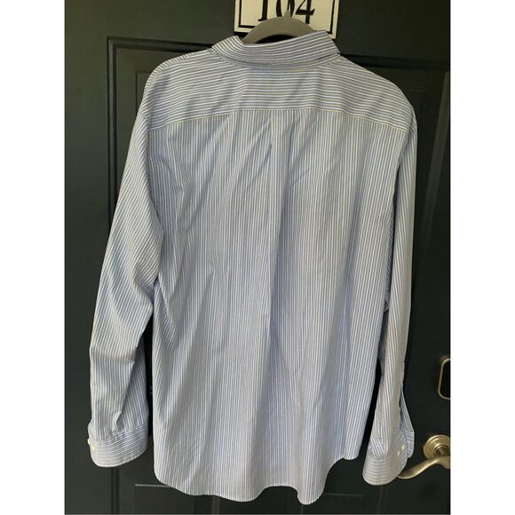Lauren Ralph Lauren Blue Yellow Stripe Button-Down Shirt, Sz 16.5 / Medium - Picture 6 of 11